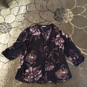 Brown flower print shirt